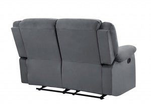 Homeroots 60" Gray Microfiber Manual Reclining Loveseat Grey  329376