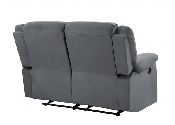Homeroots 60" Gray Microfiber Manual Reclining Loveseat Grey  329376