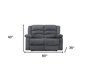 Homeroots 60" Gray Microfiber Manual Reclining Loveseat Grey  329376