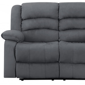 Homeroots 60" Gray Microfiber Manual Reclining Loveseat Grey  329376