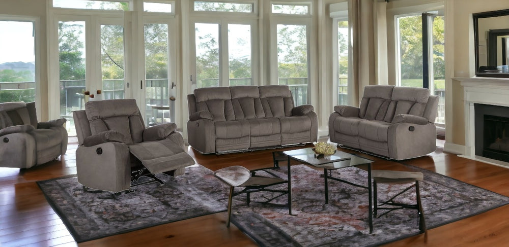 Homeroots Three Piece Indoor Brown Microsuede Six Person Seating Set Brown  329378