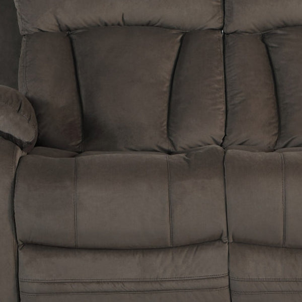 HomeRoots 40" Modern Brown Fabric Loveseat - Stylish Comfort with Recliner, Pocket Coils, and Smooth Rocking Motion 329380