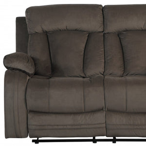 HomeRoots 40" Modern Brown Fabric Loveseat - Stylish Comfort with Recliner, Pocket Coils, and Smooth Rocking Motion 329380