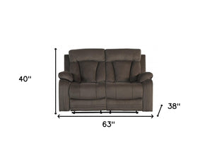 HomeRoots 40" Modern Brown Fabric Loveseat - Stylish Comfort with Recliner, Pocket Coils, and Smooth Rocking Motion 329380