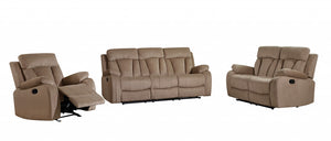 Homeroots Three Piece Indoor Beige Microsuede Six Person Seating Set Beige  329382