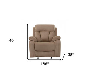 Homeroots Three Piece Indoor Beige Microsuede Six Person Seating Set Beige  329382