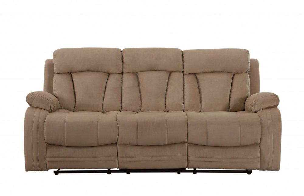 HomeRoots 40" Elegant Beige Reclining Sofa - Modern Comfort with Plush Support for Living Room & Office Use 329383
