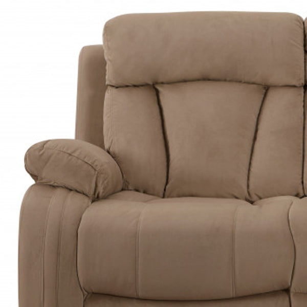 HomeRoots 40" Elegant Beige Reclining Sofa - Modern Comfort with Plush Support for Living Room & Office Use 329383