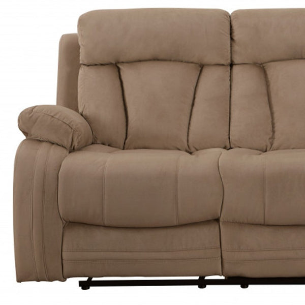 HomeRoots 40" Elegant Beige Reclining Sofa - Modern Comfort with Plush Support for Living Room & Office Use 329383