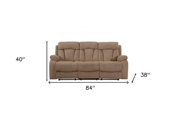 HomeRoots 40" Elegant Beige Reclining Sofa - Modern Comfort with Plush Support for Living Room & Office Use 329383