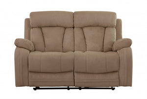 Homeroots 63" Beige Leather Match Recliner Beige  329384