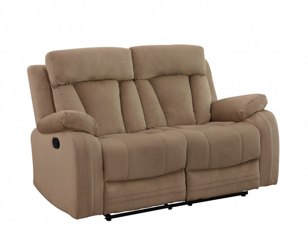 Homeroots 63" Beige Leather Match Recliner Beige  329384