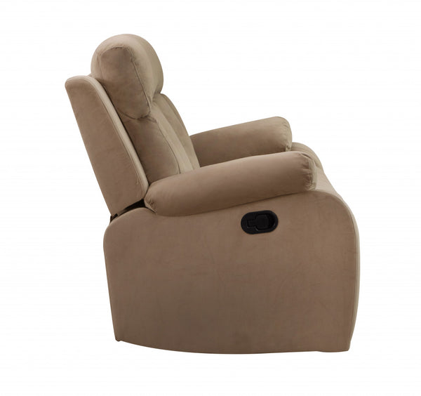 Homeroots 63" Beige Leather Match Recliner Beige  329384