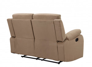 Homeroots 63" Beige Leather Match Recliner Beige  329384