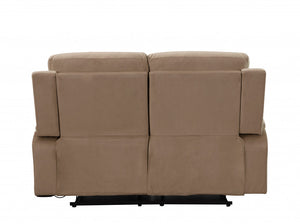 Homeroots 63" Beige Leather Match Recliner Beige  329384