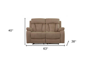 Homeroots 63" Beige Leather Match Recliner Beige  329384