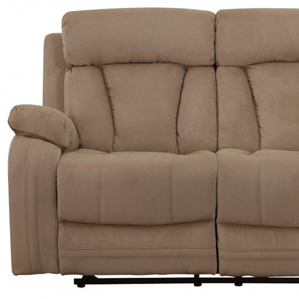 Homeroots 63" Beige Leather Match Recliner Beige  329384