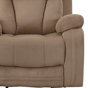 HomeRoots 40" Modern Beige Fabric Chair - Stylish Recliner with Soft Microsuede, Glider Base & Manual Recline 329385