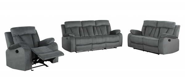 Homeroots Three Piece Indoor Gray Microsuede Six Person Seating Set Grey  329386