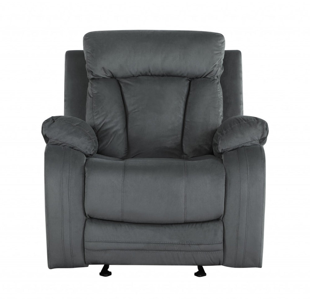 HomeRoots Three Piece Gray Microsuede Seating Set for 6 - Stylish Comfort for Living Room Relaxation & Fun 329386