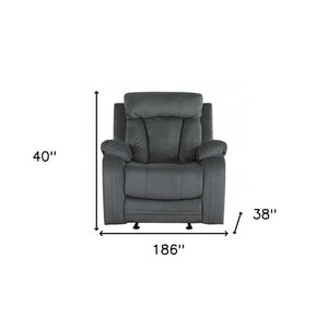 HomeRoots Three Piece Gray Microsuede Seating Set for 6 - Stylish Comfort for Living Room Relaxation & Fun 329386
