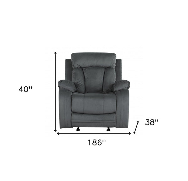 HomeRoots Three Piece Gray Microsuede Seating Set for 6 - Stylish Comfort for Living Room Relaxation & Fun 329386