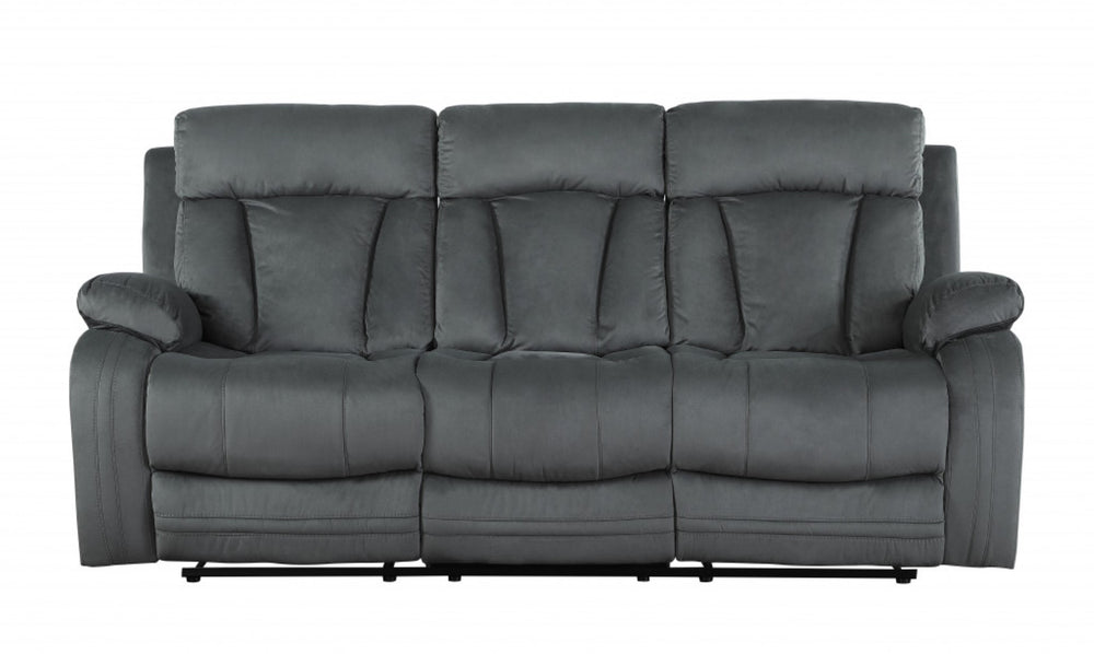 HomeRoots 40" Modern Grey Fabric Recliner Sofa - Durable Comfort, Stylish Design for Living Room & Office 329387