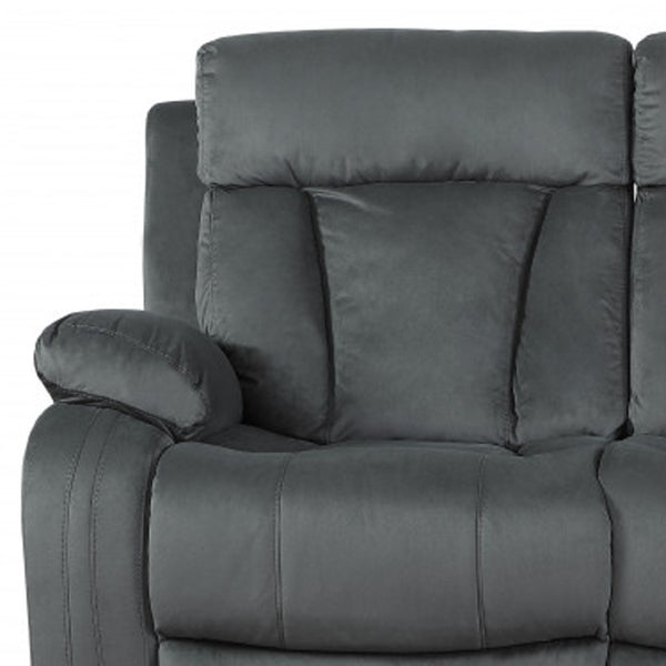 HomeRoots 40" Modern Grey Fabric Recliner Sofa - Durable Comfort, Stylish Design for Living Room & Office 329387