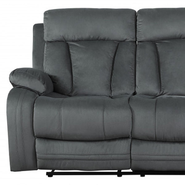 HomeRoots 40" Modern Grey Fabric Recliner Sofa - Durable Comfort, Stylish Design for Living Room & Office 329387