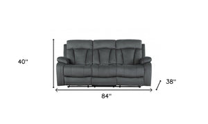 HomeRoots 40" Modern Grey Fabric Recliner Sofa - Durable Comfort, Stylish Design for Living Room & Office 329387