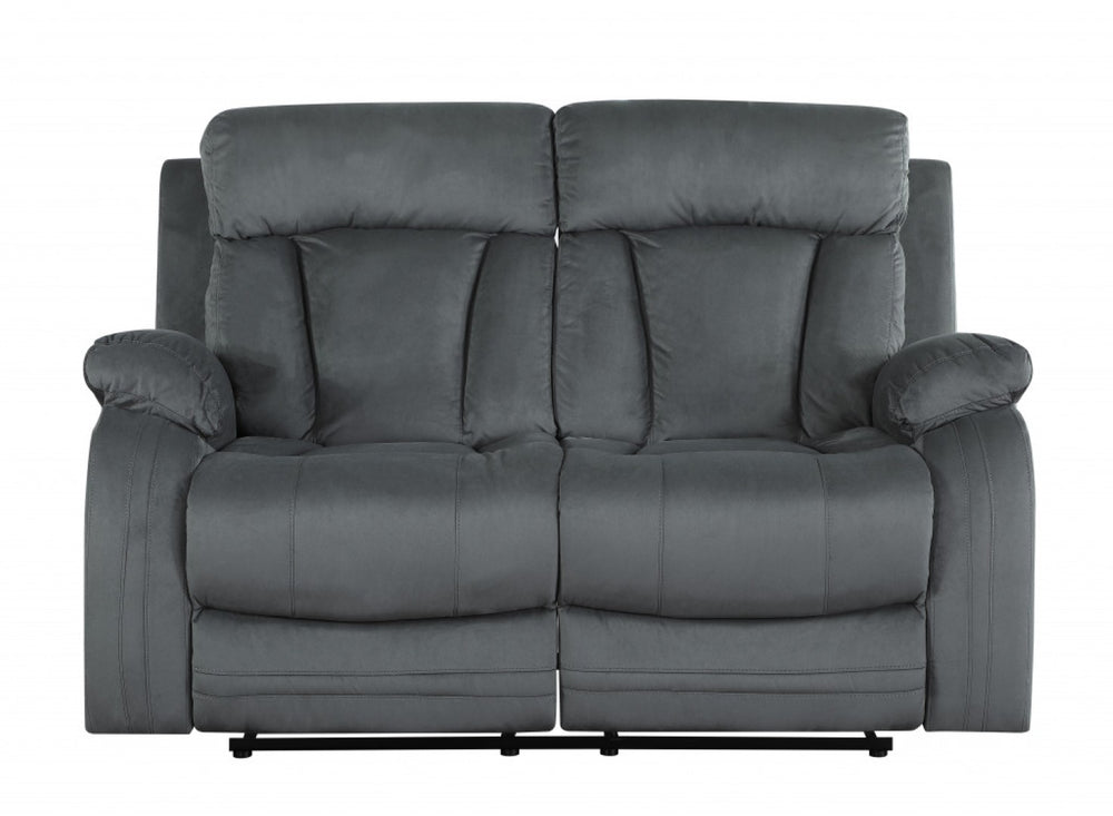 HomeRoots 40" Modern Grey Fabric Loveseat - Elegant Recliner with Soft Microfiber, Durable Support & Style 329388