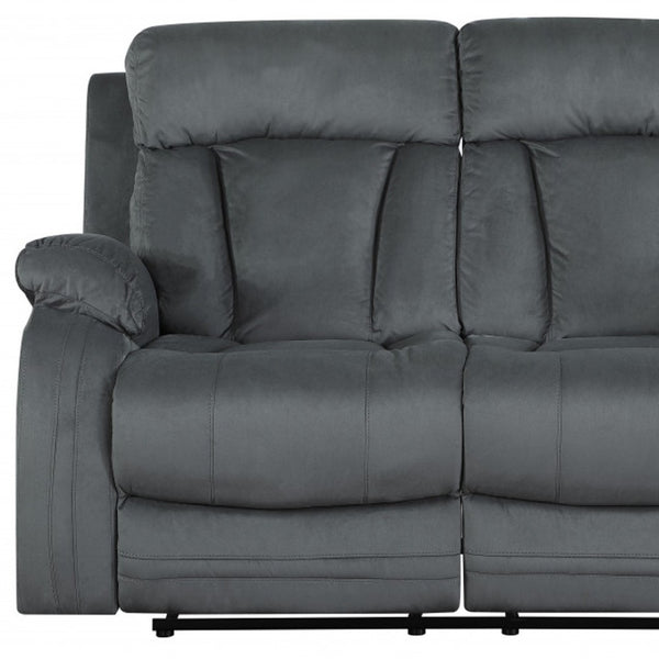 HomeRoots 40" Modern Grey Fabric Loveseat - Elegant Recliner with Soft Microfiber, Durable Support & Style 329388