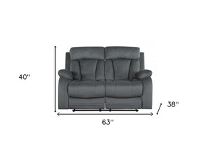 HomeRoots 40" Modern Grey Fabric Loveseat - Elegant Recliner with Soft Microfiber, Durable Support & Style 329388