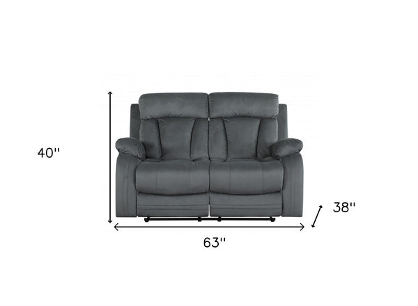 HomeRoots 40" Modern Grey Fabric Loveseat - Elegant Recliner with Soft Microfiber, Durable Support & Style 329388