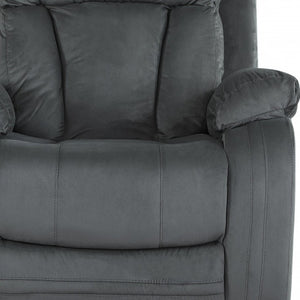 HomeRoots 40" Modern Grey Fabric Chair - Stylish Recliner with Glider Base for Ultimate Comfort and Relaxation 329389