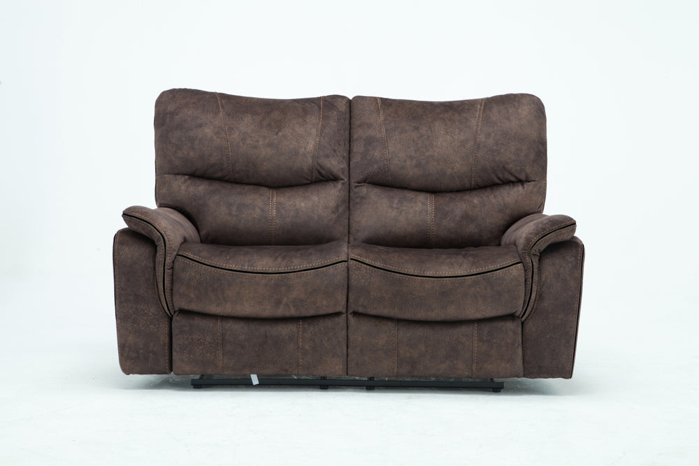 Homeroots 63" Dark Brown Microfiber Manual Reclining Love Seat   329396