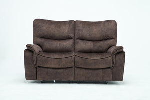 Homeroots 63" Dark Brown Microfiber Manual Reclining Love Seat   329396