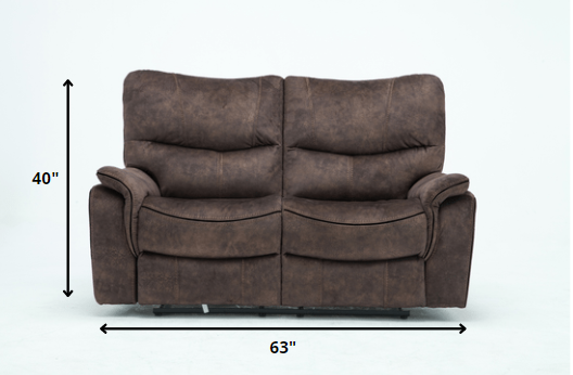 Homeroots 63" Dark Brown Microfiber Manual Reclining Love Seat   329396