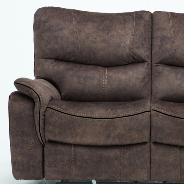Homeroots 63" Dark Brown Microfiber Manual Reclining Love Seat   329396