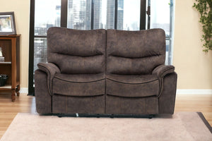 Homeroots 63" Dark Brown Microfiber Manual Reclining Love Seat   329396