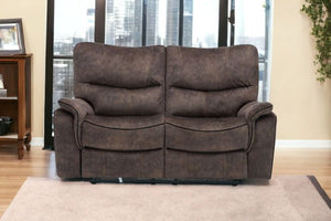 Homeroots 63" Dark Brown Microfiber Manual Reclining Love Seat   329396