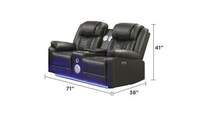 English Elm Challenger Modern Power Reclining Sofa & Loveseat Set With Bluetooth Speakers & Led Ambiance B009S01959