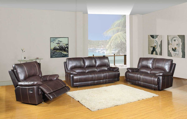 Homeroots Three Piece Indoor Brown Faux Leather Six Person Seating Set Brown  329406