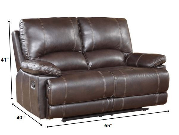 Homeroots Three Piece Indoor Brown Faux Leather Six Person Seating Set Brown  329406