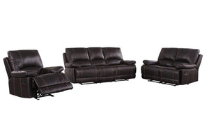 Homeroots Three Piece Indoor Brown Faux Leather Six Person Seating Set Brown  329406