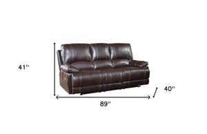 Homeroots 89" Brown Microfiber Reclining Sofa With Black Legs Brown  329407