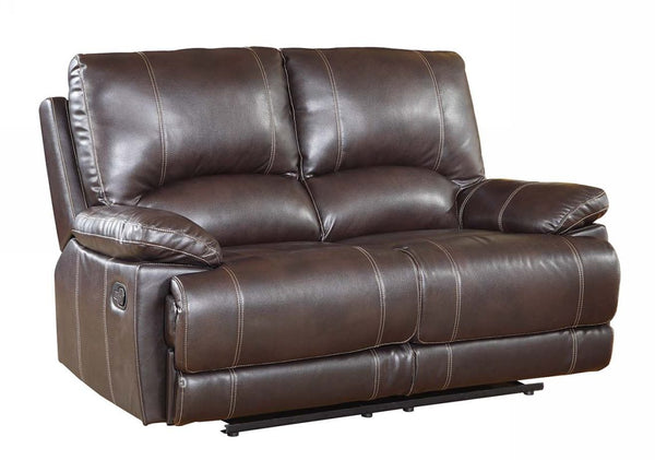 Homeroots 65" Brown Faux Leather Manual Reclining Love Seat Brown  329408