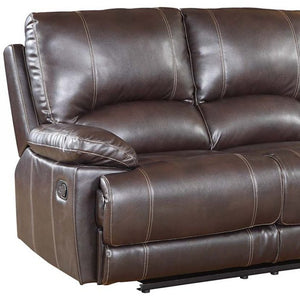 Homeroots 65" Brown Faux Leather Manual Reclining Love Seat Brown  329408