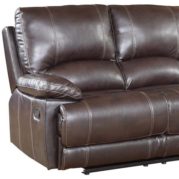 Homeroots 65" Brown Faux Leather Manual Reclining Love Seat Brown  329408