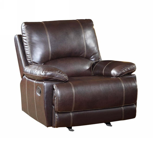 Homeroots 41" Brown Leather Match Recliner Brown  329409